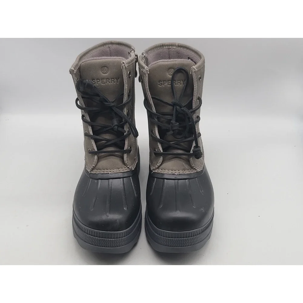 Sperry Saltwater‎ 2.0 Women's Size 8 Grey Black Leather Duck Boots STS88265